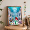 Disney digital oil painting diy oil painting hand painting mermaid undersea palace ocean coral living room bedroom decoration painting