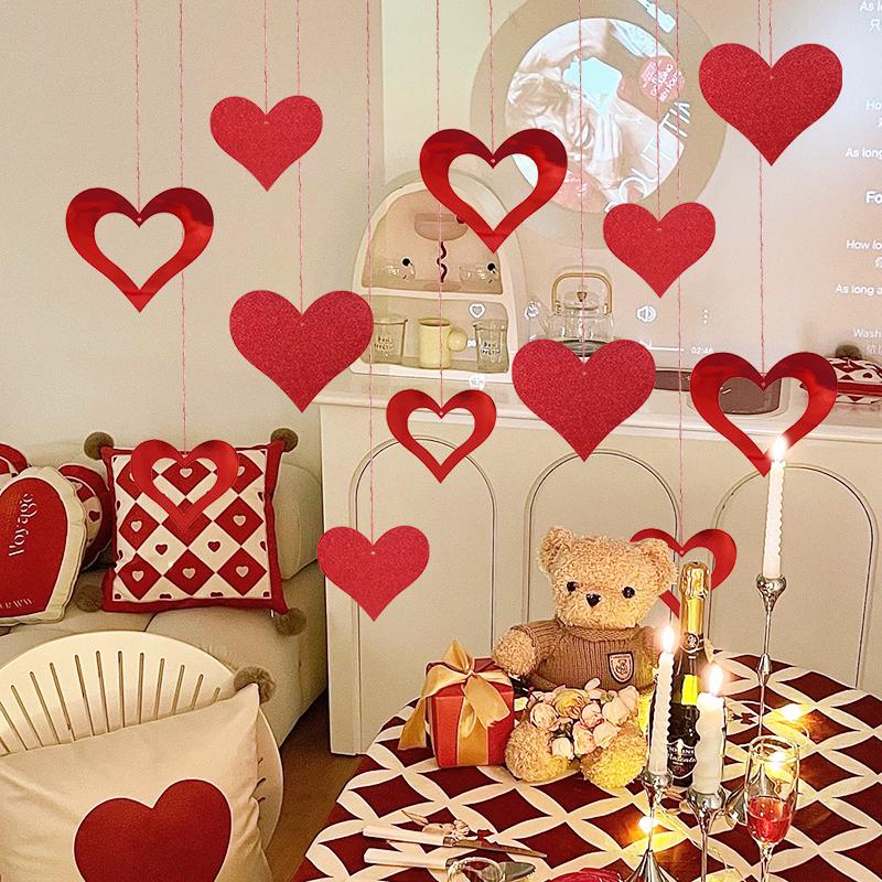 12 шт. Красные спирали в форме сердца любви, подвесная гирлянда для Дня святого Валентина, спиральные украшения, украшение на годовщину свадьбы, реквизит для вечеринки по случаю дня рождения