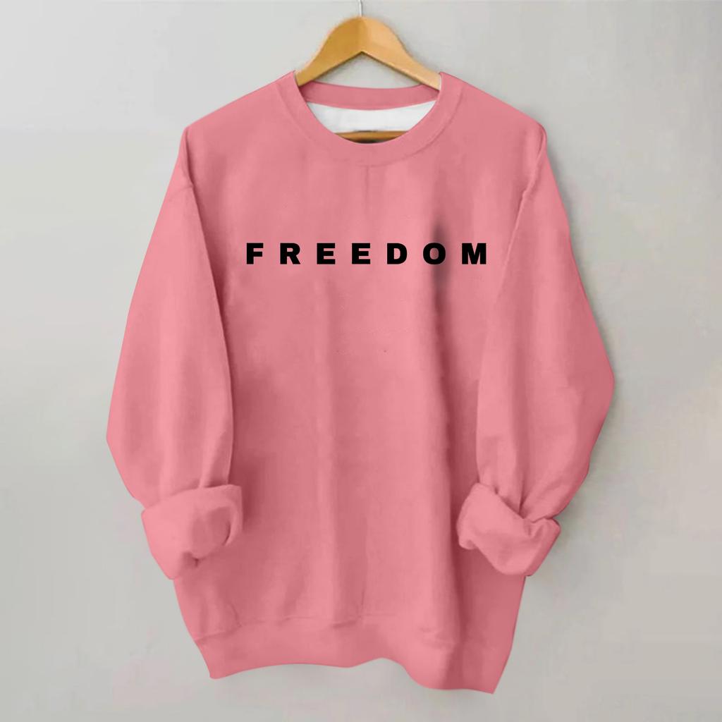 Women's Loose And Comfortable Round Neck Long Sleeved Sweatshirt With Printed Text