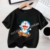 Kawaii Cotton Tops Boy Girl Summer Fashion Tees Kid Clothes Birthday Gift Doraemon Short Sleeves Children Cartoon Anime Tshirt