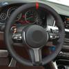 Для BMW M Sport F10 F12 F20 F30 F31 F32 F34 F45 F39 F48 F25 F26 F15 F16 Автомобильный руль Кожаная накладка красная синяя линия красная полоса