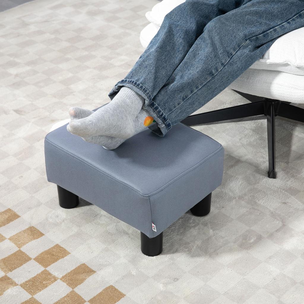 Microfiber Cloth Footstool Small Foot Rest Rectangle Sofa Stool For Bedroom Living Room Grey