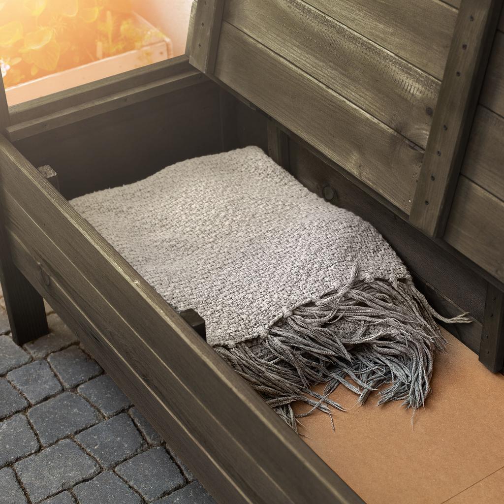 KADAX Wooden Garden Bench With Backrest 120cm With Box Terrace Balcony