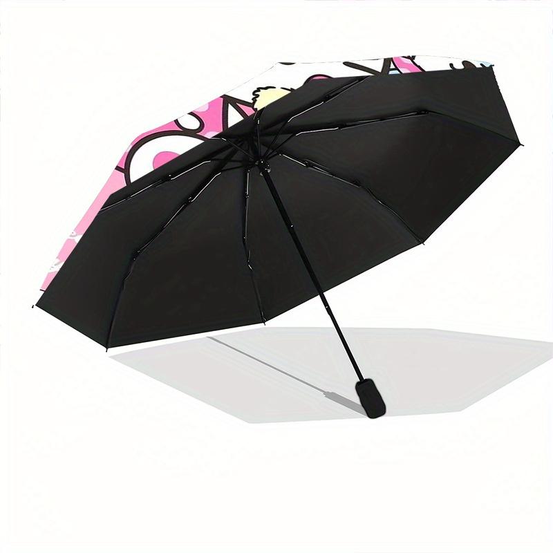 Colorful Bears and Hello Kitty Automatic Opening and Closing Cartoon Umbrella - Lightweight 3-Fold Design, Suitable for Fans, Travel, Daily Use - Offi