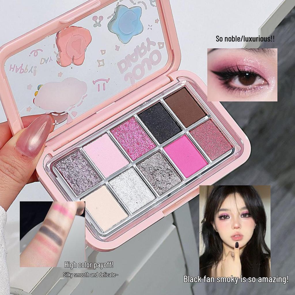 JOJO DIARY Палетка теней для век из десяти цветов: Милый Paradise Shimmer & Matte, Синий дымчатый глаз, Ежедневные земляные тона.