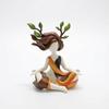 Meditation Deity Statue Layered Color Bands Tabletop Ornament Mudra-Like Hands