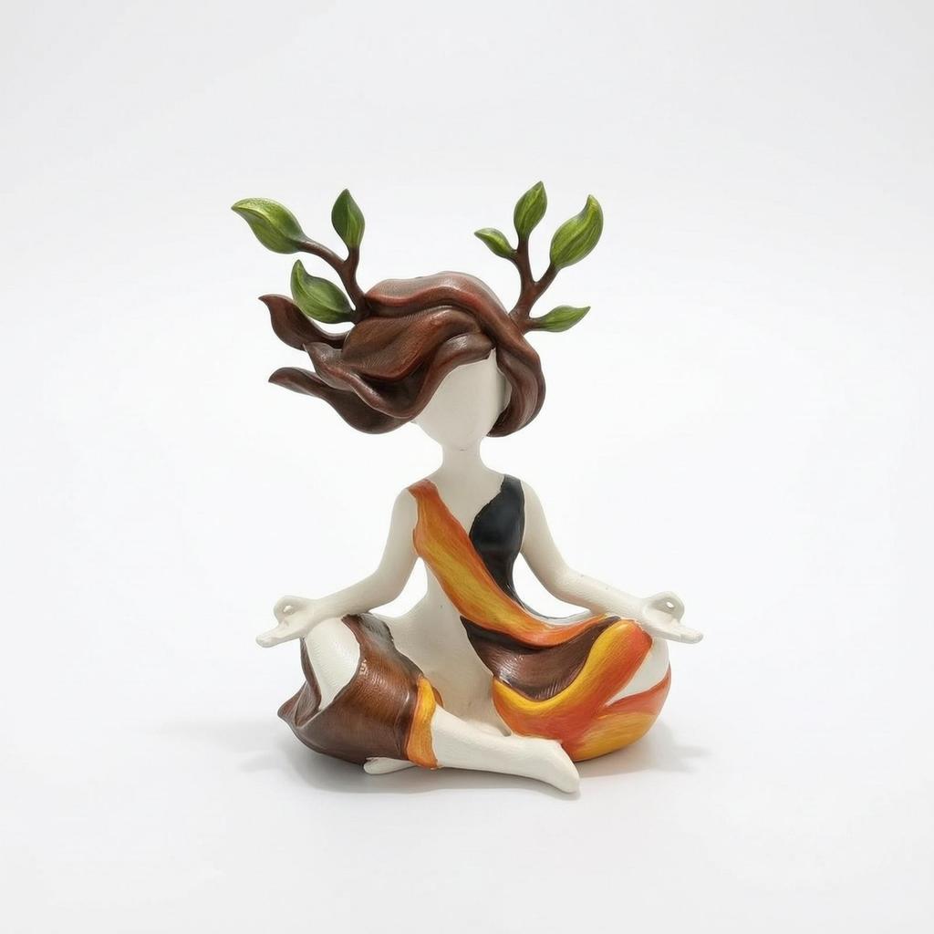 Meditation Deity Statue Layered Color Bands Tabletop Ornament Mudra-Like Hands