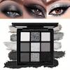 Палитра теней для век Smoky Eyeshadow Palette 9 цветов Темно-серая палитра для макияжа Smokey Makeup Matte Shimmer Glitter High Pigmented Eye Shadow для музыкального фестиваля на Хэллоуин