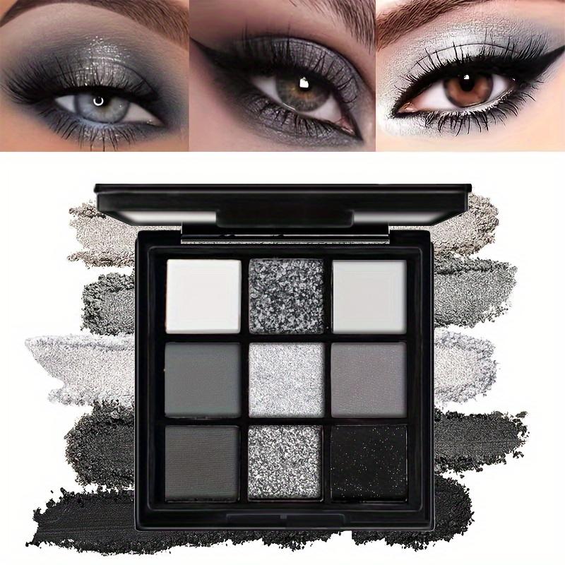 Палитра теней для век Smoky Eyeshadow Palette 9 цветов Темно-серая палитра для макияжа Smokey Makeup Matte Shimmer Glitter High Pigmented Eye Shadow для музыкального фестиваля на Хэллоуин