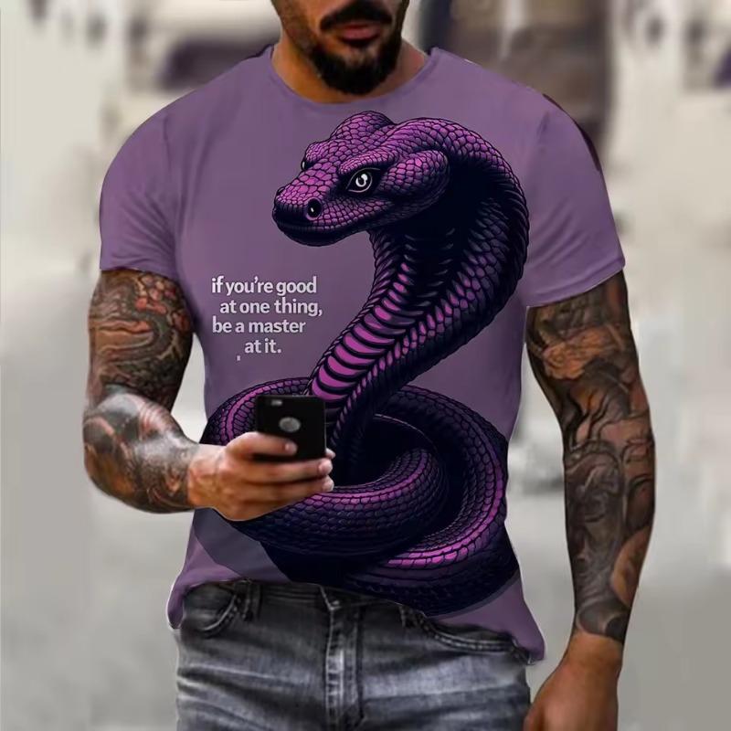 2025 Новый год Змеи Год Свирепый 3D принтованный мужской короткий рукав футболка повседневный удобный дышащий ретро принт короткий рукав