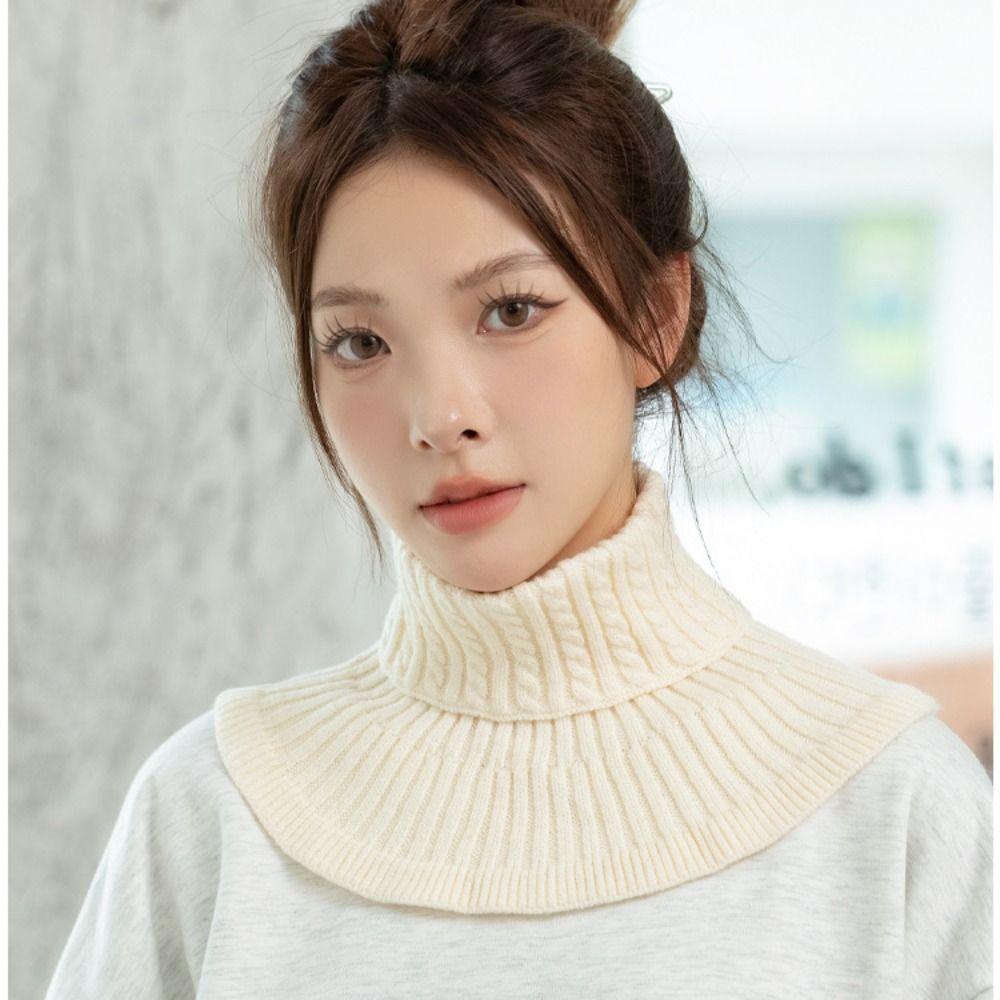Solid Color Wraps Knitted Bib Warm Scarf Wool Scarf Simple Turtleneck Fake Collar  Autumn Winter