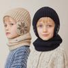2Pcs/set Winter Kids Hat Scarf Child Bonnet Snowflake Pattern Knitted Young Age Hats Outdoor Children Warm Accessories 4-10Y