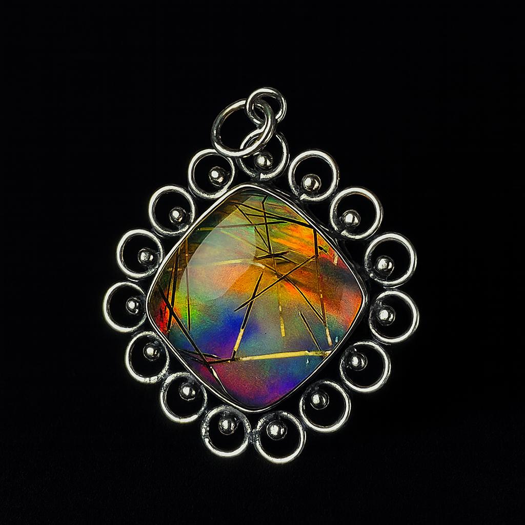 Opal Pendant 925 Sterling Silver 35.15 ct Monarch Fire October Birthstone for Gem Collections