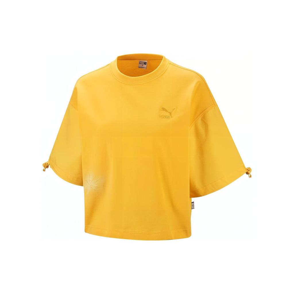 Puma Ss23 Tribute To Chinese Culture Solid Color Printed Round Neck Pullover Casual Short Sleeve T-Shirt Women T-Shirt Mustard 621936-40