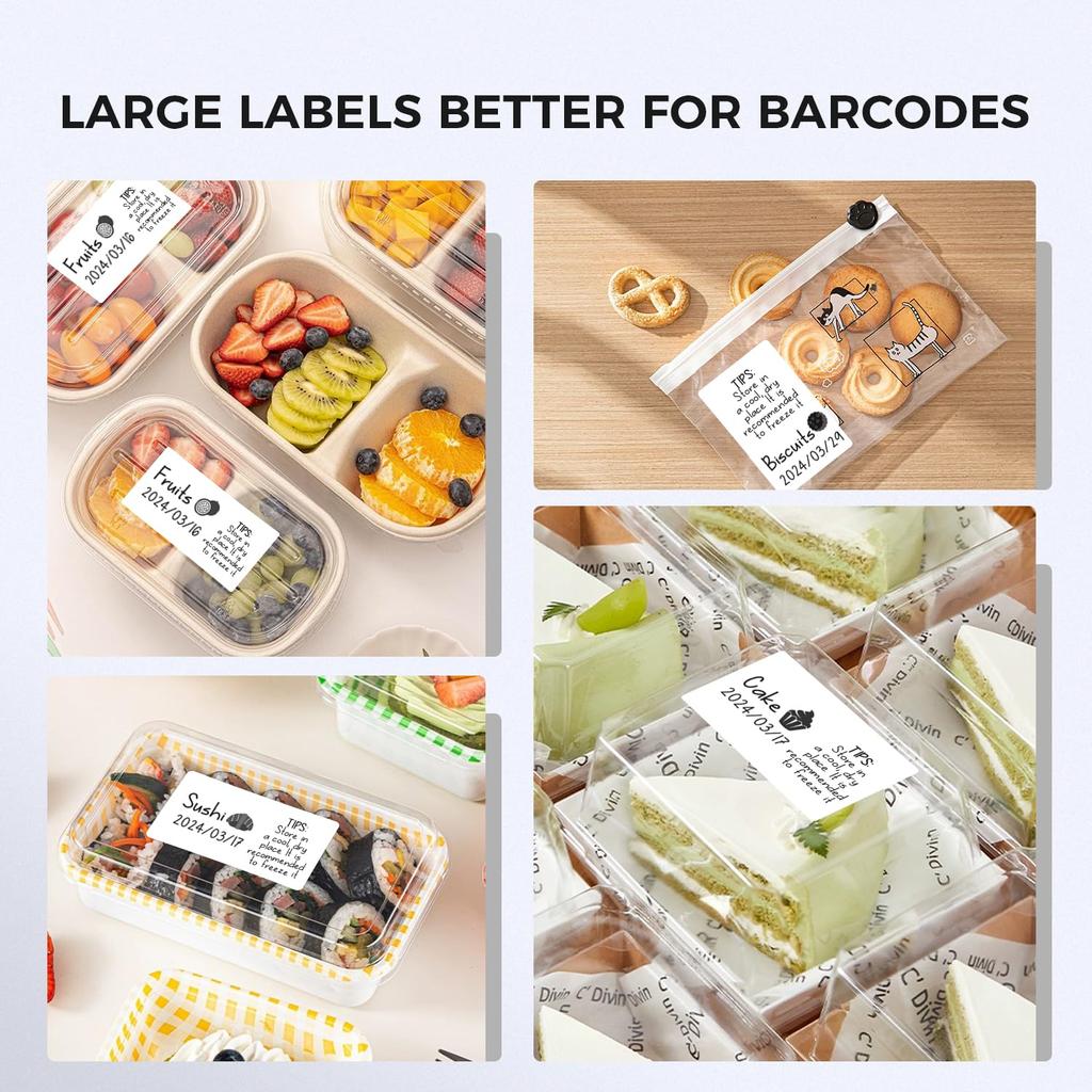 Labels for M110/M220, 1.97'' X 3.15''(50x80mm),Square,White,100 Labels/Roll, Self-Adhesive Thermal, for Logo, Barcode, Address