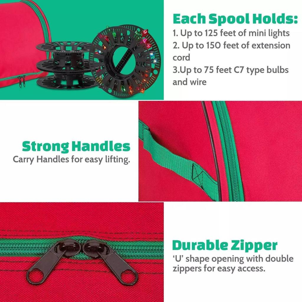 Christmas LED Light Storage Box Oxford Storage Bag For Christmas Decoration Multifunctional Holiday Storage Bag with U-zipper