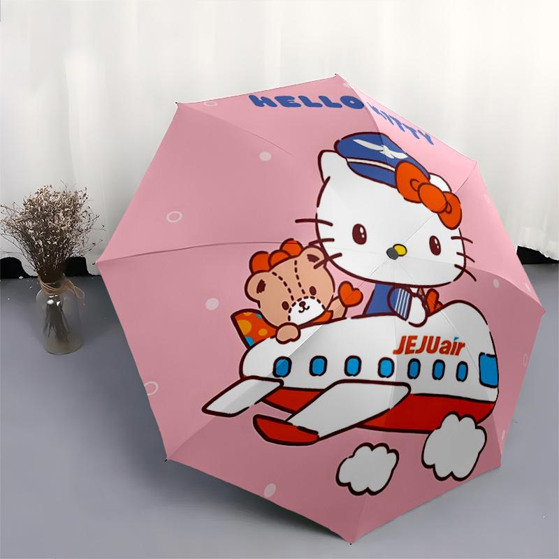 1pc Hello Kitty JEJUair Automatic Folding Umbrella - Portable 3-Fold Design, 8-Bone Iron Frame Outdoor Umbrella, Ideal Gift for Fans, Travelers, Every