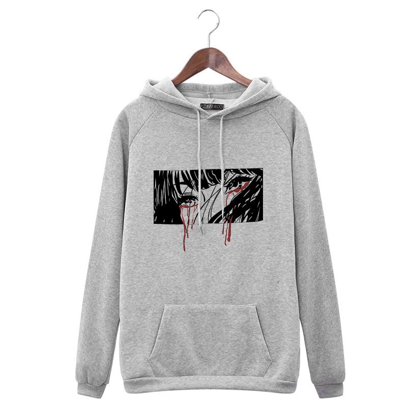 Женская толстовка с капюшоном «Вы боитесь темноты» в стиле Харадзюку, повседневная свободная темная толстовка с японским забавным аниме-принтом