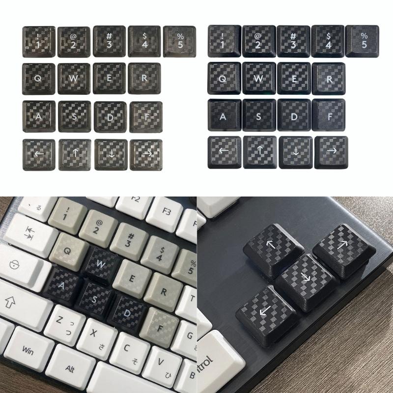 DIY Customs Keyboard Keys 17Pcs Keycap Carbon Fiber Texture Nonslip Cover for G915/G813/G815/G913 TKL