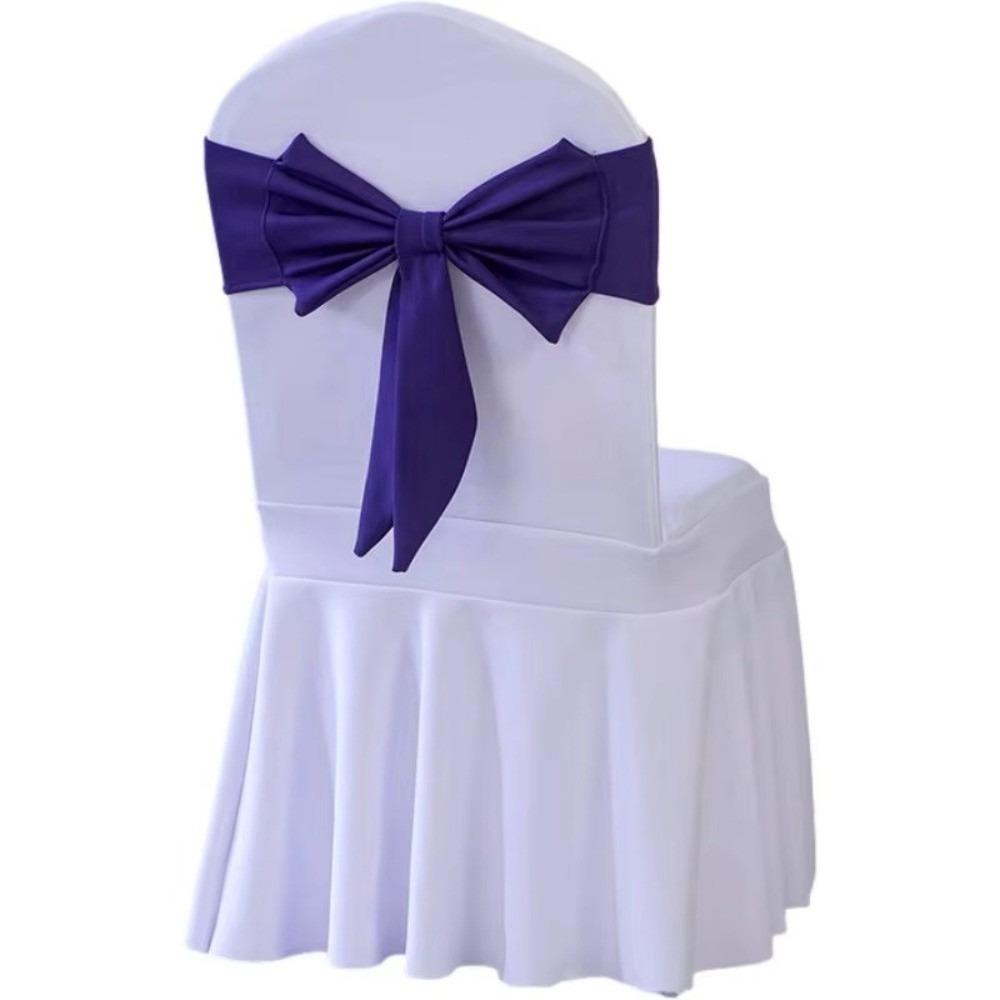Ready Made Chair Bands Solid Color Satin Ribbon Bows  Wedding Banquet Events Decoration