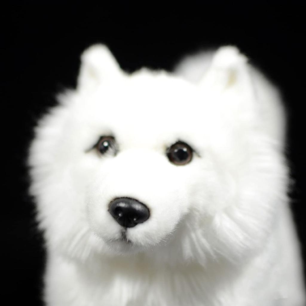 Simulation Samoyed Plush Toy Realistic Standing White Samoyed Pet Dog Stuffed Cute Dog Puppy Model Unique Plush Gift Collection for Kids Home -