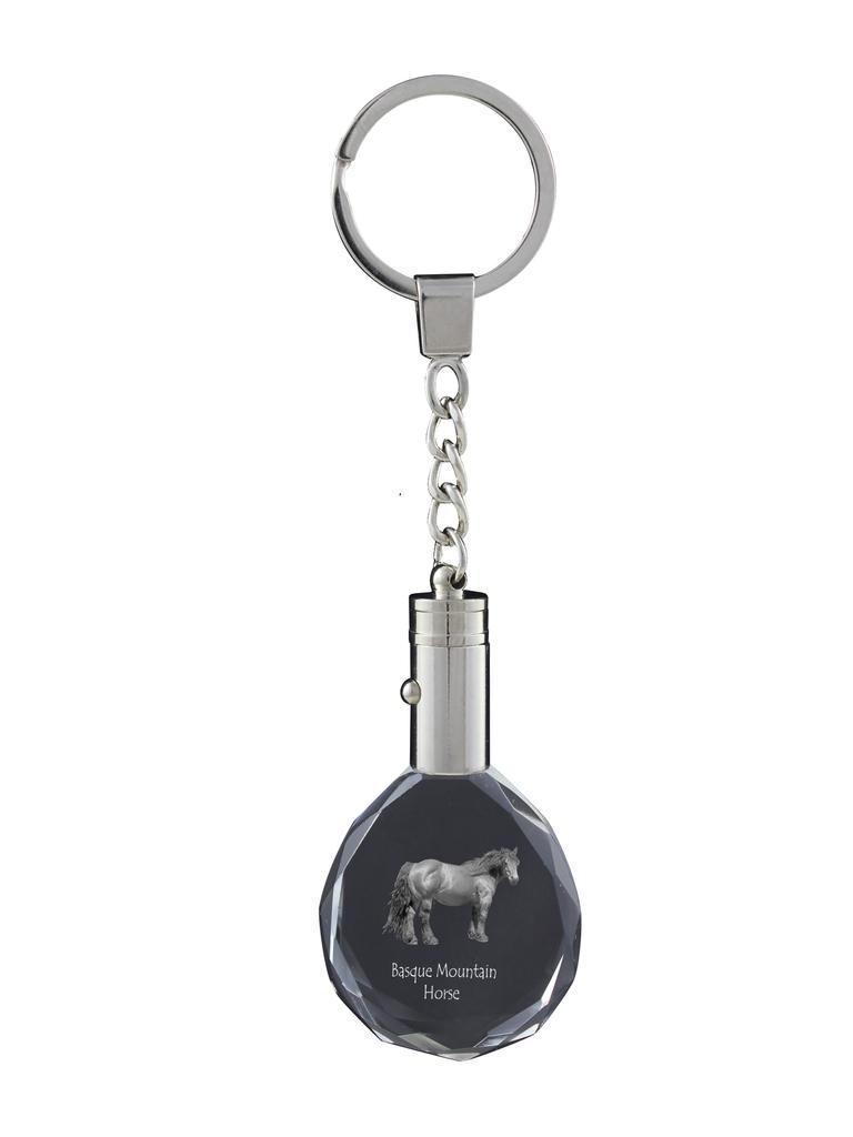 Basque Mountain Horse - Pendant with a Picture of a Horse, Crystal Key Ring In a Gift Box, Unique Gift by Art-Dog Brand