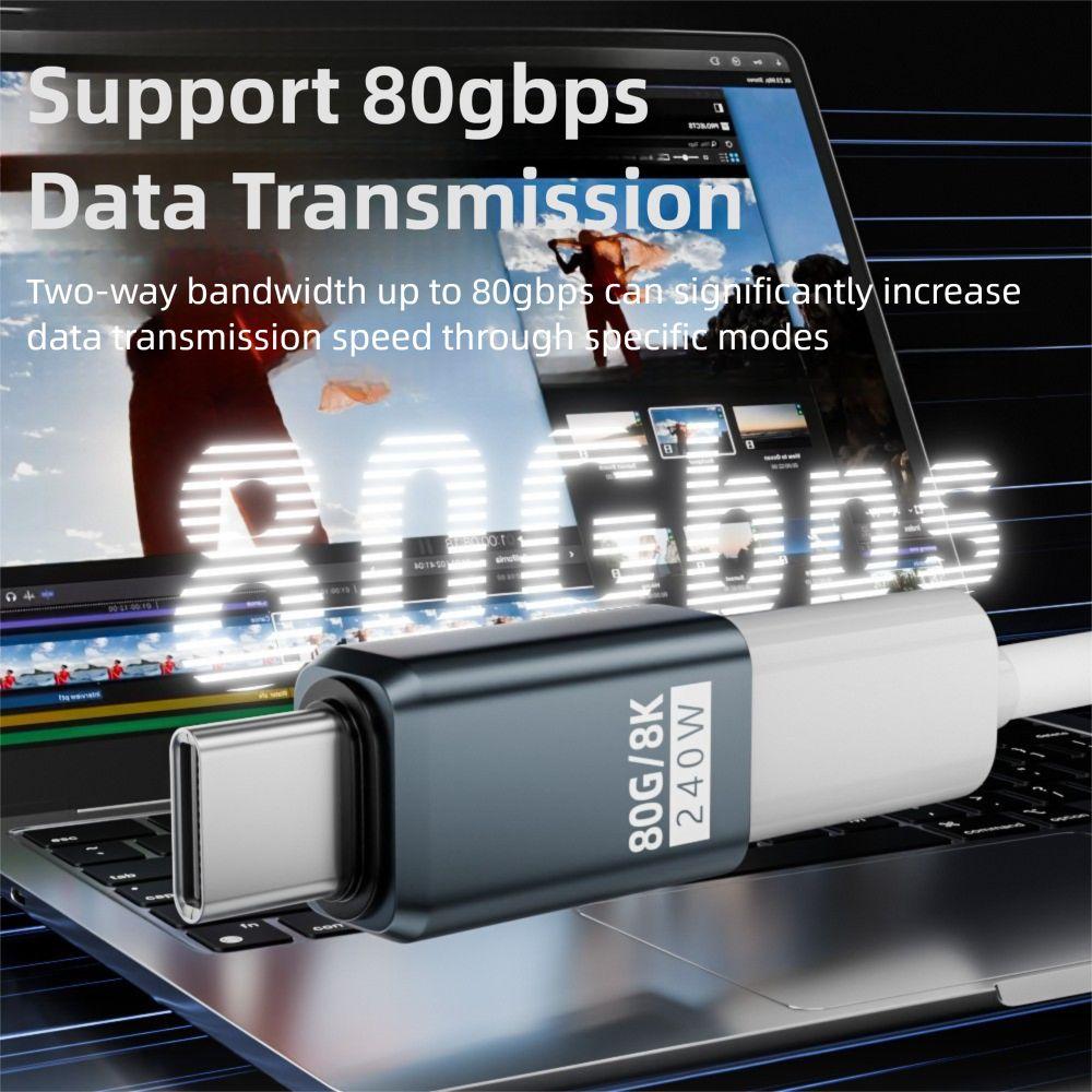 240 Вт Type-C Конвертер 80 Гбит/с 8K 60 Гц USB4 Адаптер Передача Данных Штекер на Розетку USB-C Удлинительный Разъем Мобильный Телефон