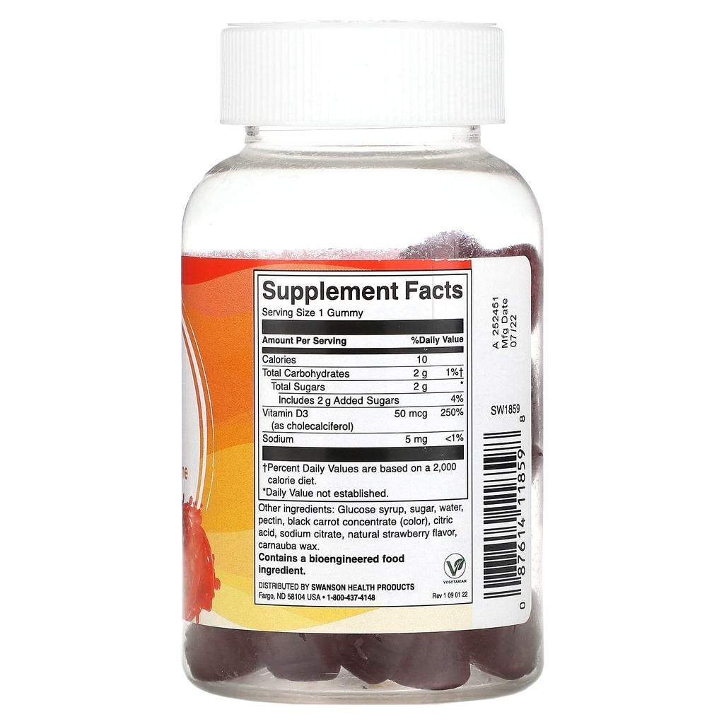 D3 Gummy Jelly, Strawberry, 60 Gummy Jelly