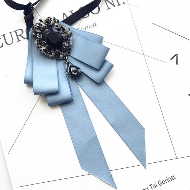 Винтажная брошь в виде галстука-бабочки из ткани с кристаллами, корейская мода, галстуки-бабочки, галстуки для женщин, белый рубашечный воротник, роскошные ювелирные аксессуары
