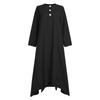 Womens Muslim Dress Islamic Clothing Long Sleeve Round Collar Solid Color Maxi Dresses Plus Size S-5XL