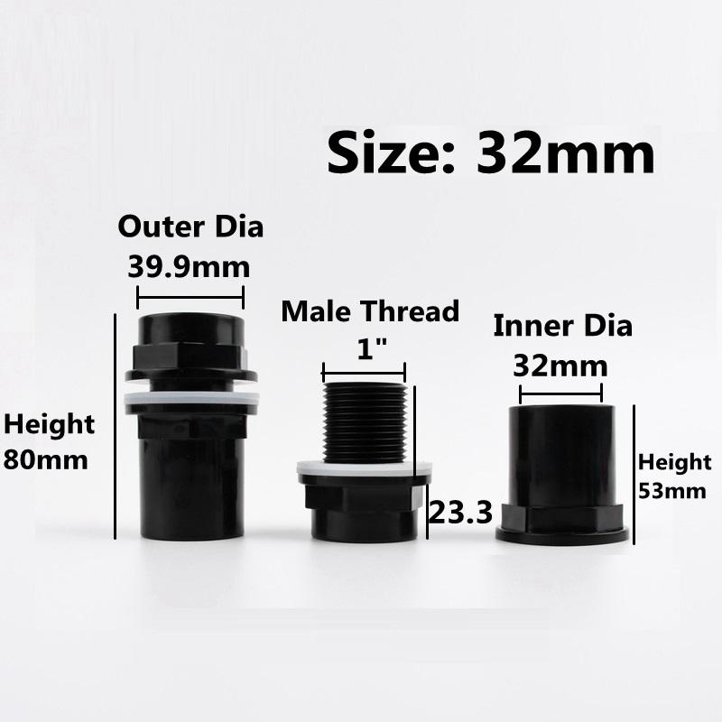 1PC 20/25/32/40/50mm Hi-Quality PVC Pipe Connectors Thicken Fish Tank Drain Aquarium Inlet Outlet Joints Garden Irrigation