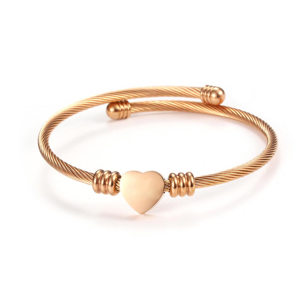 Titanium Steel English Alphabet Heart Bracelet with Simple Design