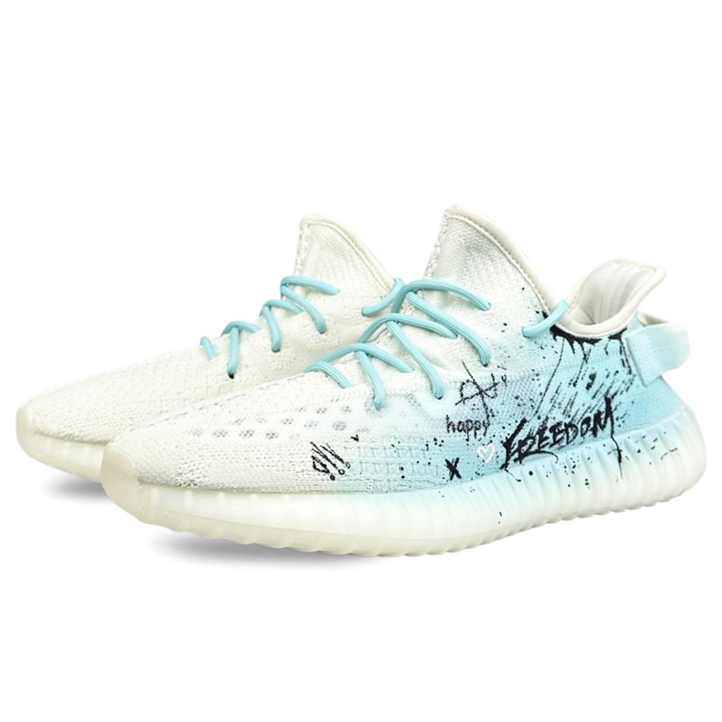 Adidas Оригиналы Yeezy Boost 350 V2 Устойчивые к истиранию Устойчивые к истиранию Низкие Повседневная Обувь Унисекс Белый Синий HQ6316(Команда401-)