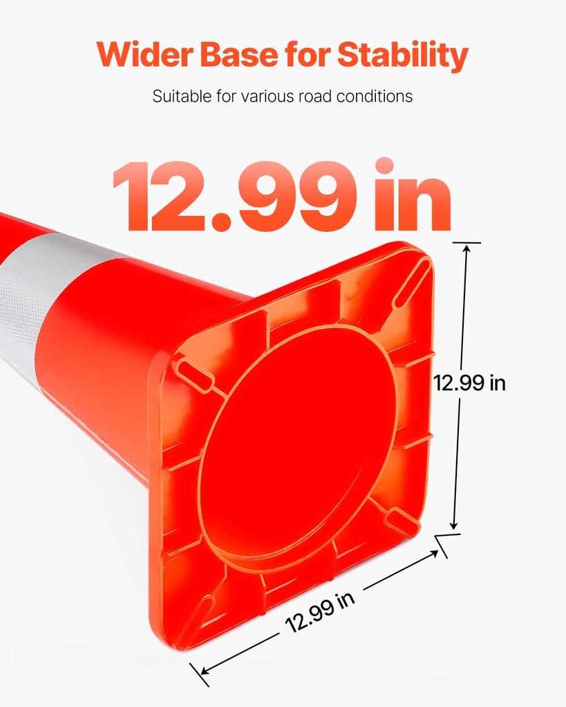 VEVOR Safety Cones, 6 x 28\" Traffic Cones, PVC Orange Construction Cones