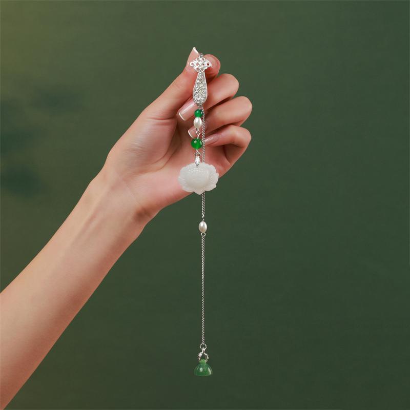 Имитация жемчуга Женское украшение Ханфу Ювелирные изделия Длинная подвеска-кисточка Аксессуары для ципао Сплав Ципао Прессованный лацкан