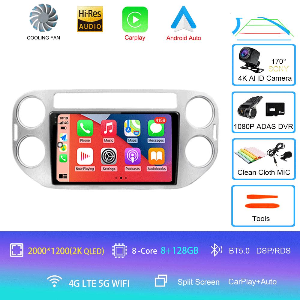Автомобильное радио Android 14 Wireless CarPlay Auto для VW Volkswagen Tiguan 1 NF 2006-2016 Мультимедийный видеоплеер Стерео GPS 2din Navi