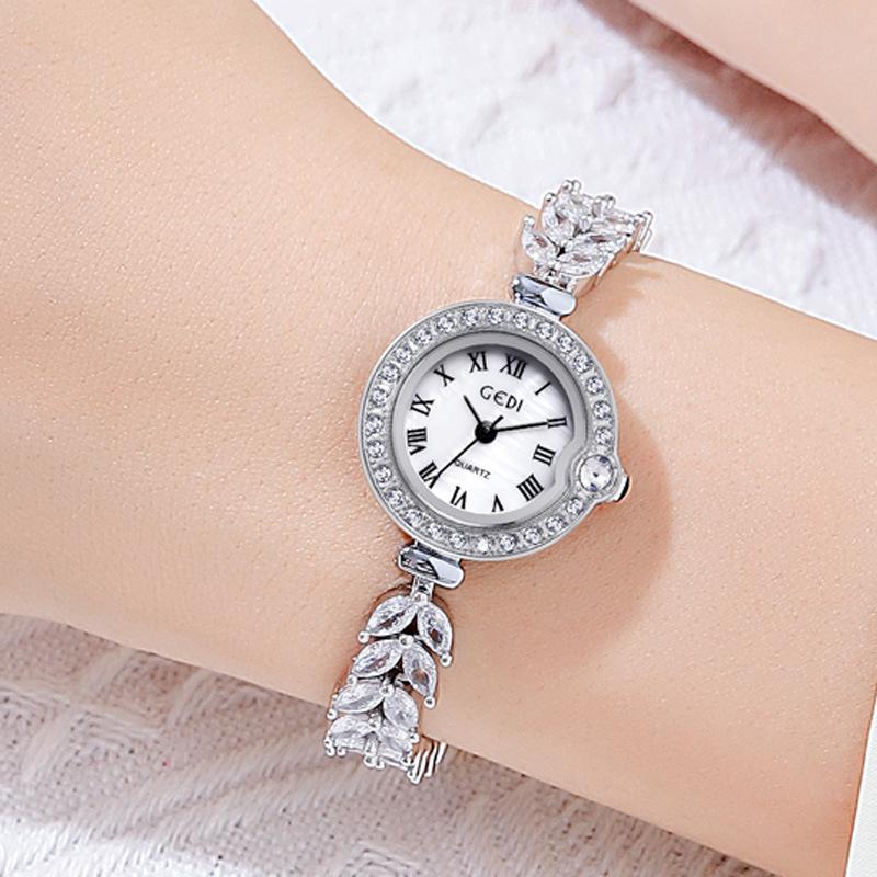 Elegant Watches for Women Silver Rhinestone Fashion Casual Luxury Ladies Watches Waterproof 3Bar Simple Design Top Brand