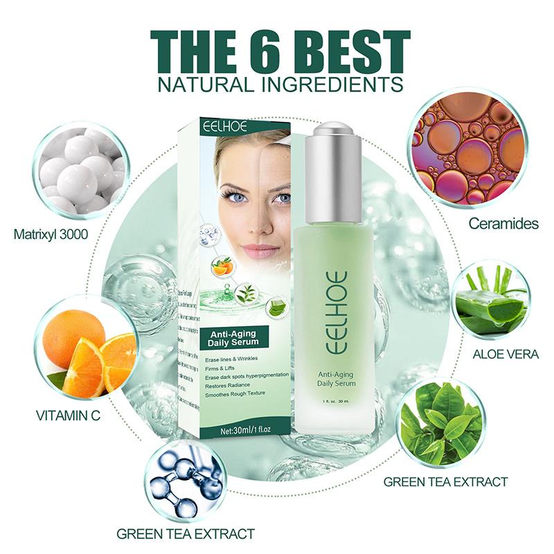 Эссенция против глубоких морщин Уменьшает тонкие линии и темные круги под глазами Регулирует тон кожи Подтягивает кожу Увлажняет и защищает кожу