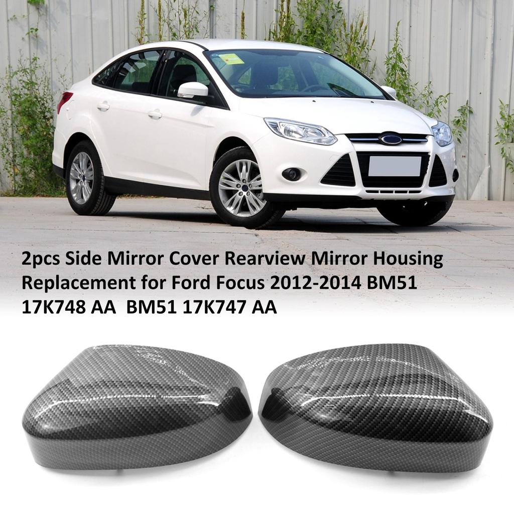 2pcs Side Mirror Cover Rearview Mirror Housing Replacement for Ford Focus 2012-2014 BM51 17K748 AA
