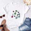 2025 New Women T Shirt Music Note Printed Tshirt Female Summer Casual Short Sleeve O-neck T-shirt Tops Tops for Women