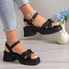 Fashion Summer 2025 New Solid Pleated Open Toe Fashionable Women Shoes Ladies Shoes One-word Buckle High Heels Women Water Proof Sandals