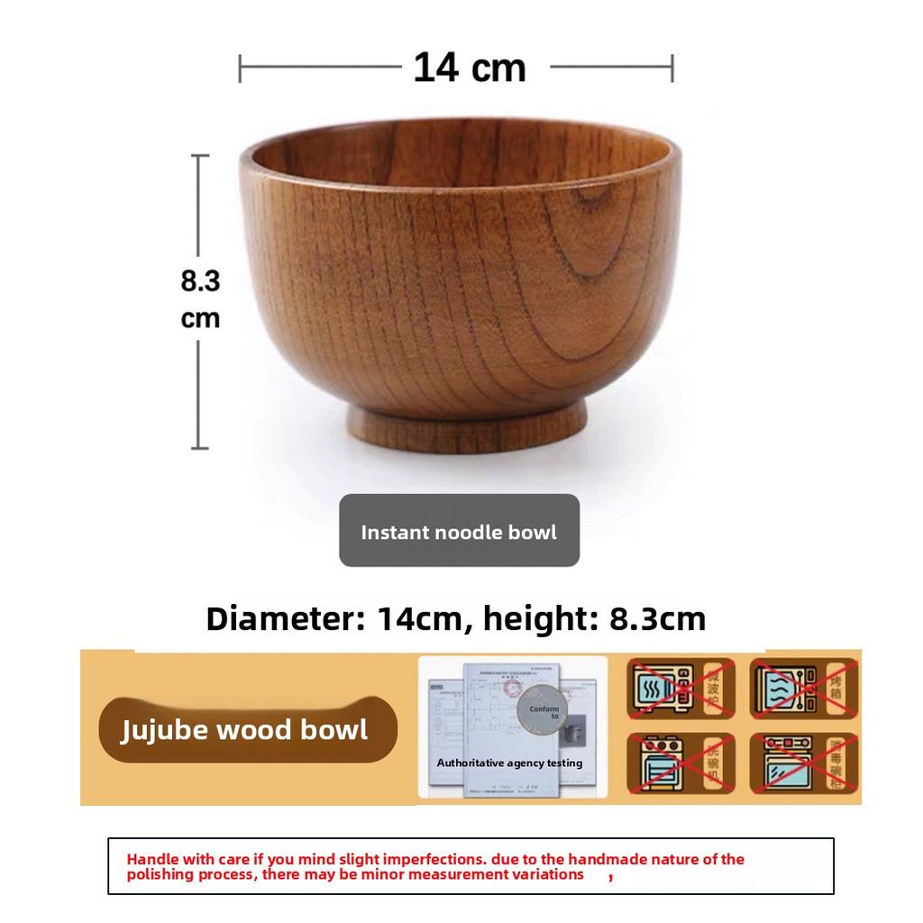 Sanchuang Bowl Household Japanese Tableware, Thickened Anti-scalding Instant Noodles, Chinese Wooden Bowl Large Soup Bowl