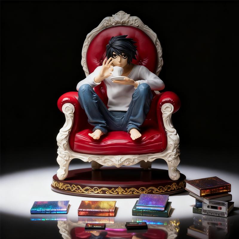 Статуэтка L в сидячей позе из Death Note - Милый и Очаровательный Стиль, Украшение для Комнаты и Стола, Коллекционная Фигурка в Коробке, Идеальный Подарок