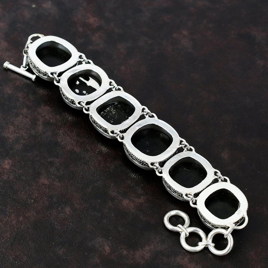 Браслет из американского дихроичного стекла, браслет из стерлингового серебра 925 пробы, регулируемый браслет-цепочка ручной работы, браслет из драгоценных камней, винтажные ювелирные изделия для подарка