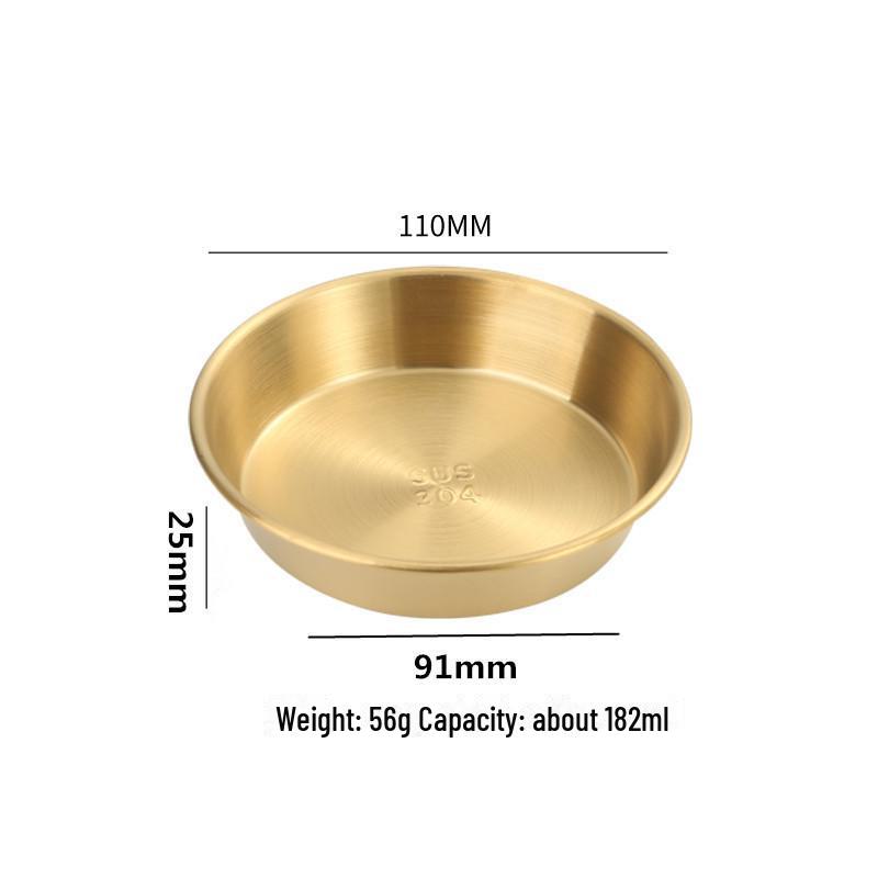 Маленькая круглая тарелка из нержавеющей стали 304 для приправ, стейка, салата или соуса.