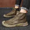 New British Style Men's Casual Shoes Boots Comfortable Wear Resistant Non Slip Men Thin Sole Minimalist Daily High Top Boots