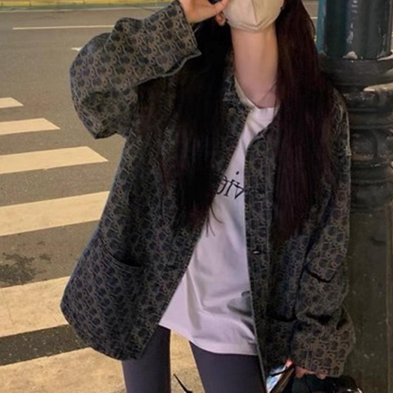 IHUASU Женская винтажная джинсовая куртка с принтом в виде пеплума