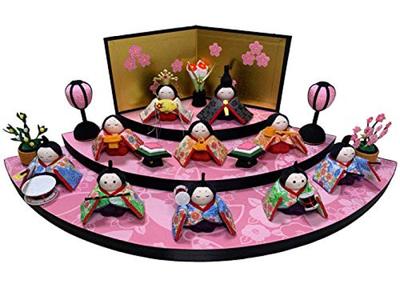 Набор из 10 детских кукол Ryukodo Hina, ширина 45 см x глубина x высота, подставка для экрана, компактные куклы Hina с декоративным покрытием из крепа, трехъярусные куклы, 23,5 см x 13,5 см