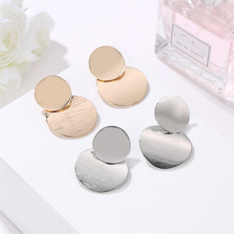 Ретро круглые металлические серьги трехмерные зеркальные матовые серьги модные дикие серьги ювелирные изделия ADM