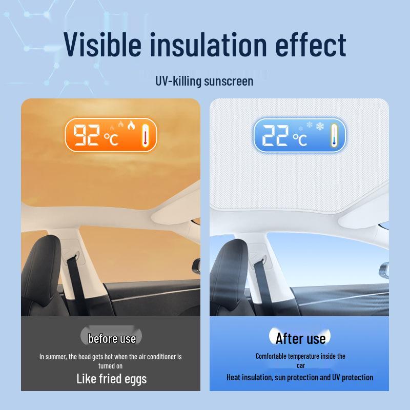 Tesla Model Y/3 Silicone Suede Sunroof Shade – Heat-Insulating Sun Visor